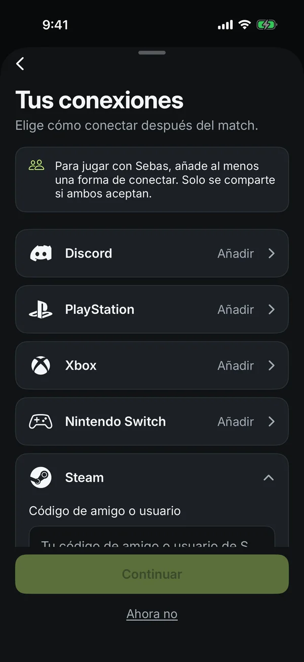 Tus conexiones: Discord, PlayStation, Xbox, Nintendo Switch, Steam y Epic Games